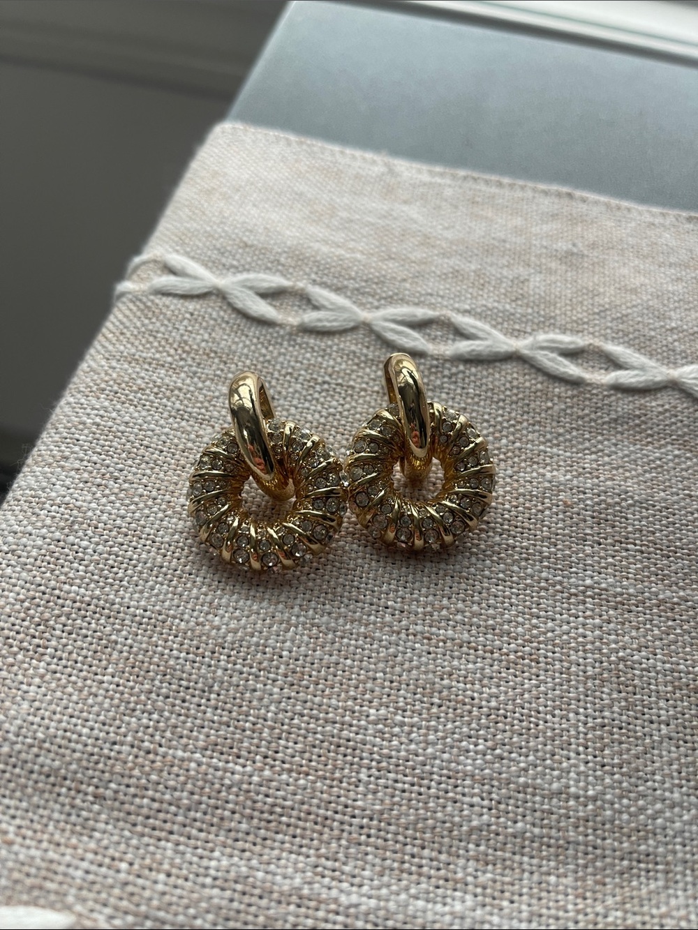 Gold Crystal Hoop Drop Earrings - Women's Jewelry